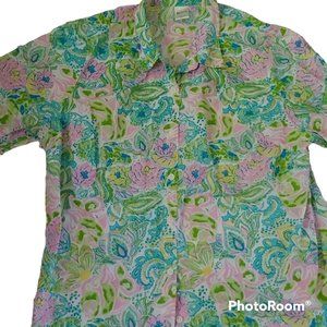 Blair XL‎ 3/4 sleeve floral button down shirt